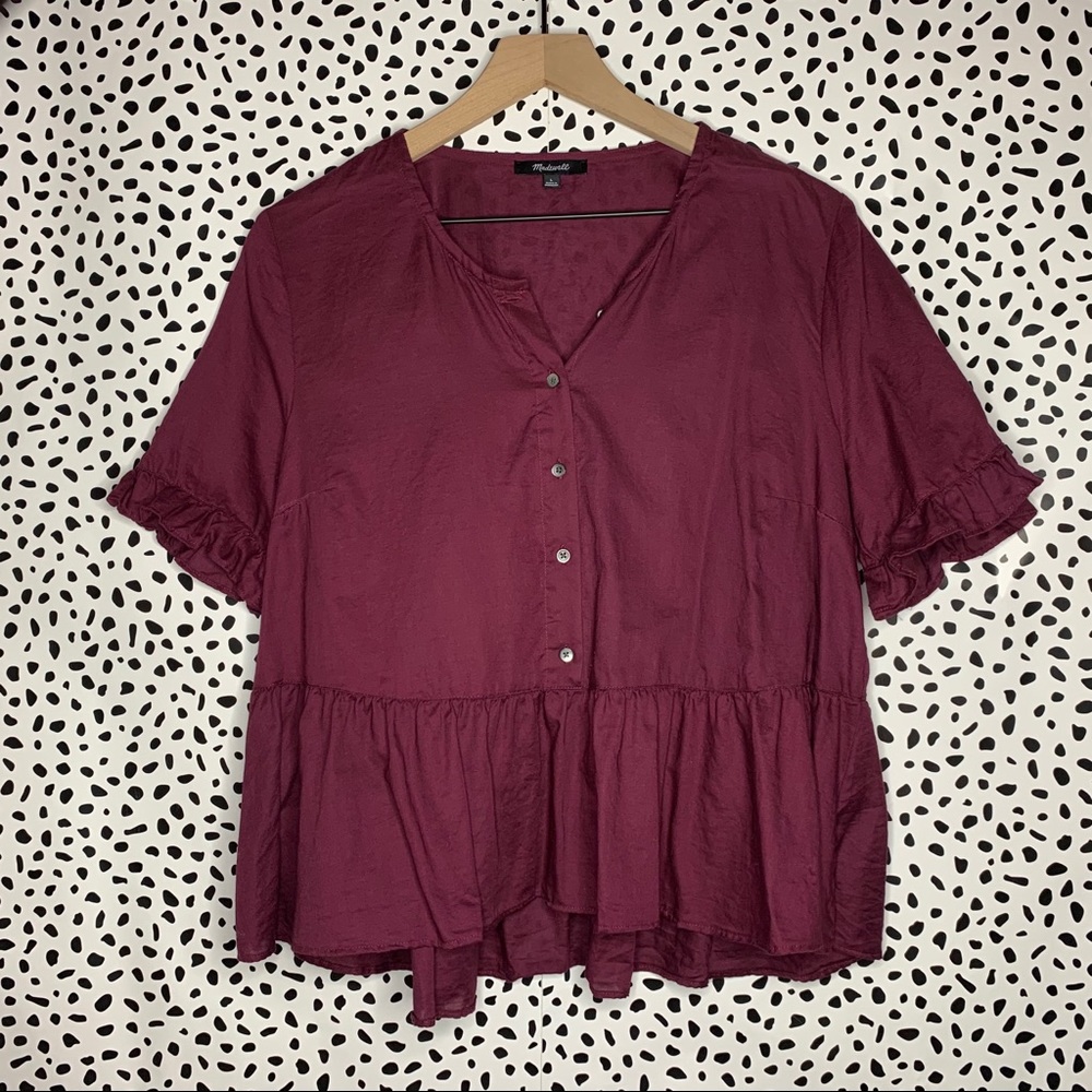 madewell | purple button down babydoll top